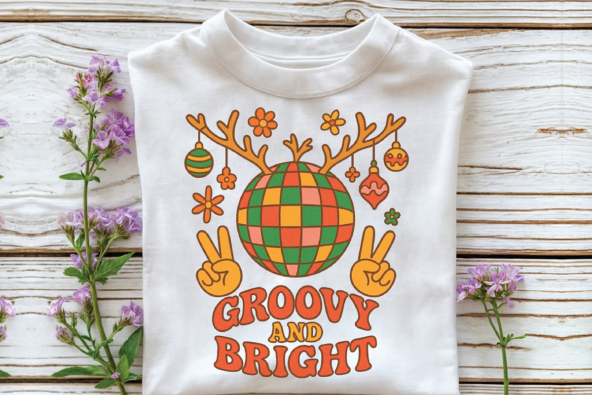 Groovy Christmas Disco Ball PNG, an Illustration by CraftArtStudio (Photo 2 of 4)