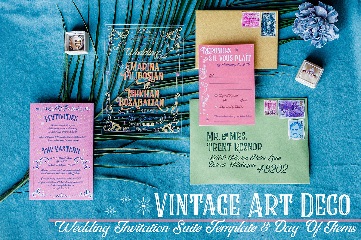 Art Deco Acrylic Wedding Invitation, an Invitation Template by Cordial Punch Press (Photo 1 of 7)