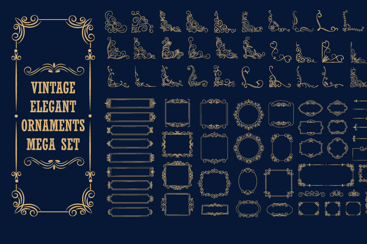 Set of gold vintage frame and corner, an Object Graphic by Drum-magic