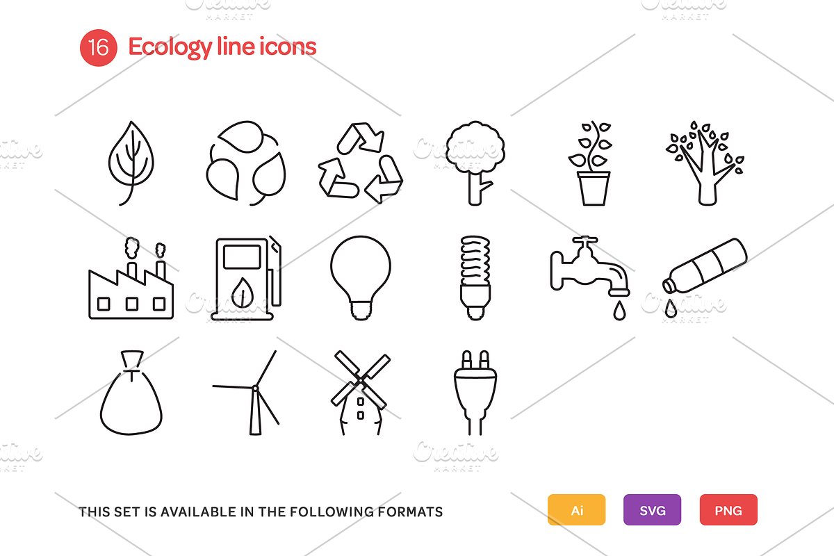 Ecology Line Icons Set preview 2