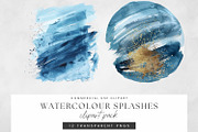 Dark Blue and Gold Watercolor Washes, a Decorative Illustration by illuztrate (Thumbnail 7 of 7)
