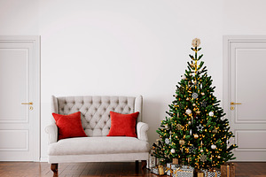 Christmas Living Room Mock Up