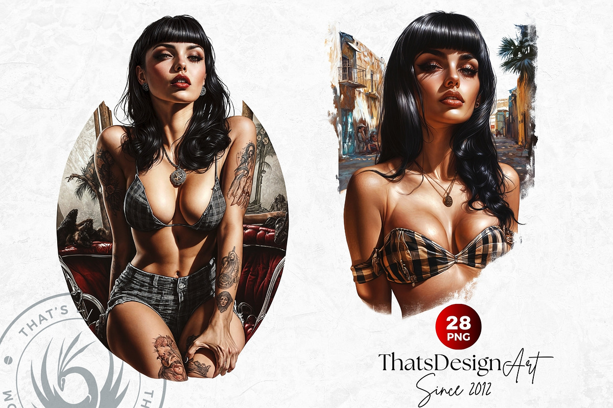 Rockabilly Girls Clipart Set, a Person Illustration by ThatsDesign Art (Photo 10 of 10)