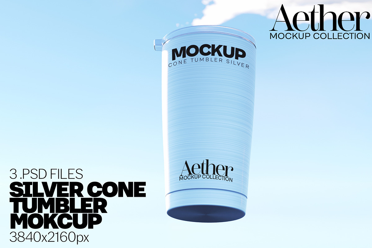 Cone Shaped Silver Tumbler Mockups, a Cups & Container Mockup by Banana Mockups (Photo 1 of 6)