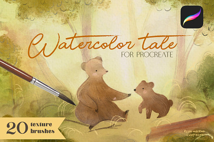 Watercolor tale for procreate, a Brush Add-On by Eliza Moreno Illustration