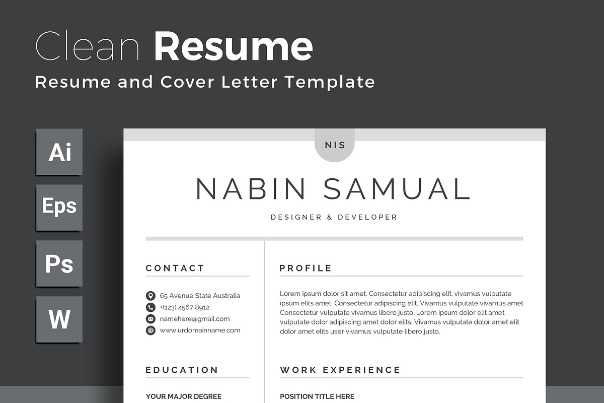 Modern Resume/CV Template, a Resume Template by Proper_media (Photo 1 of 6)