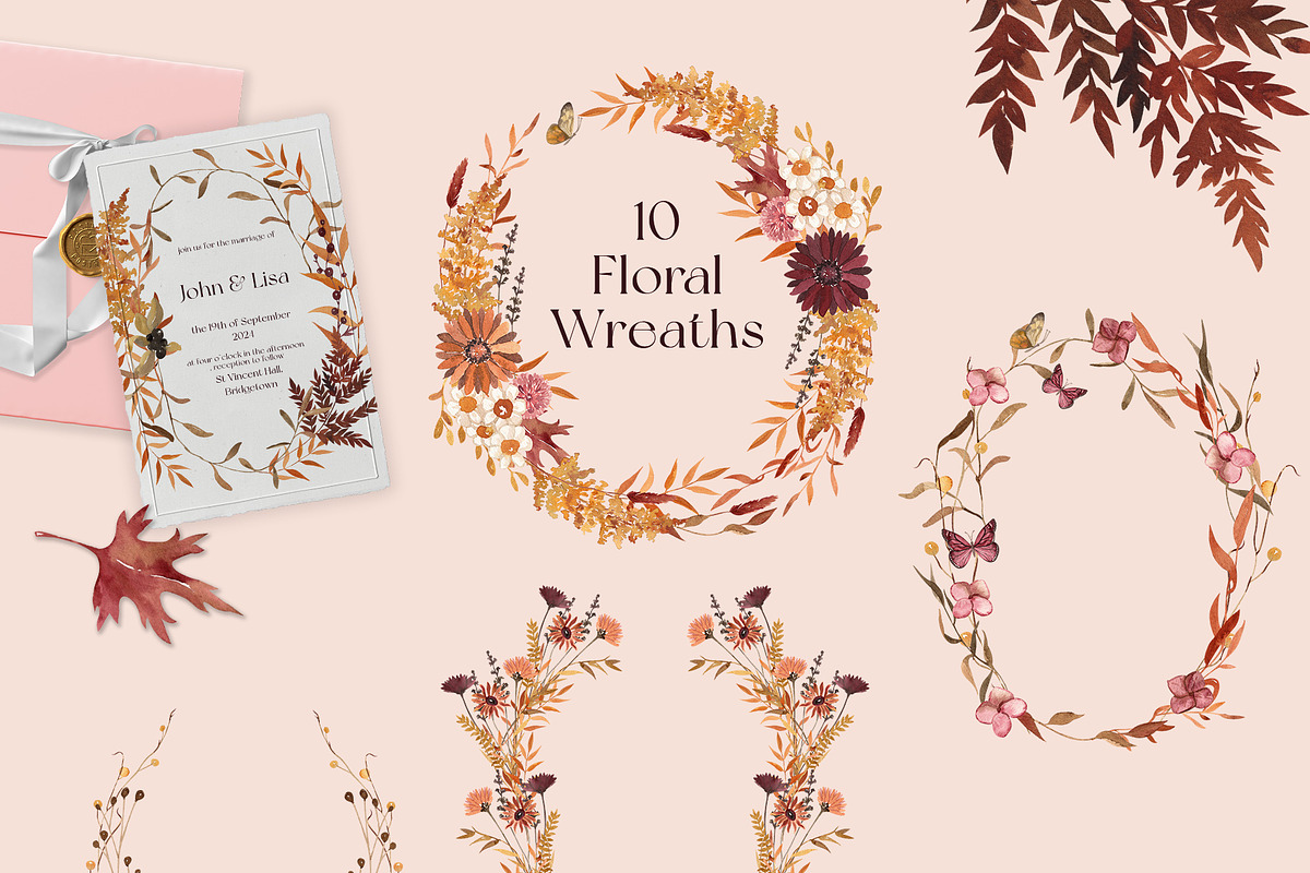 Everlasting Fall Pressed Wildflowers, a Seasonal Illustration by Catch the Dream Art (Photo 5 of 13)