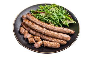 Smoky grilled sausage with grill marks, perfect for satisfying c, a Food & Drink Photo by composter-box@mail.ru