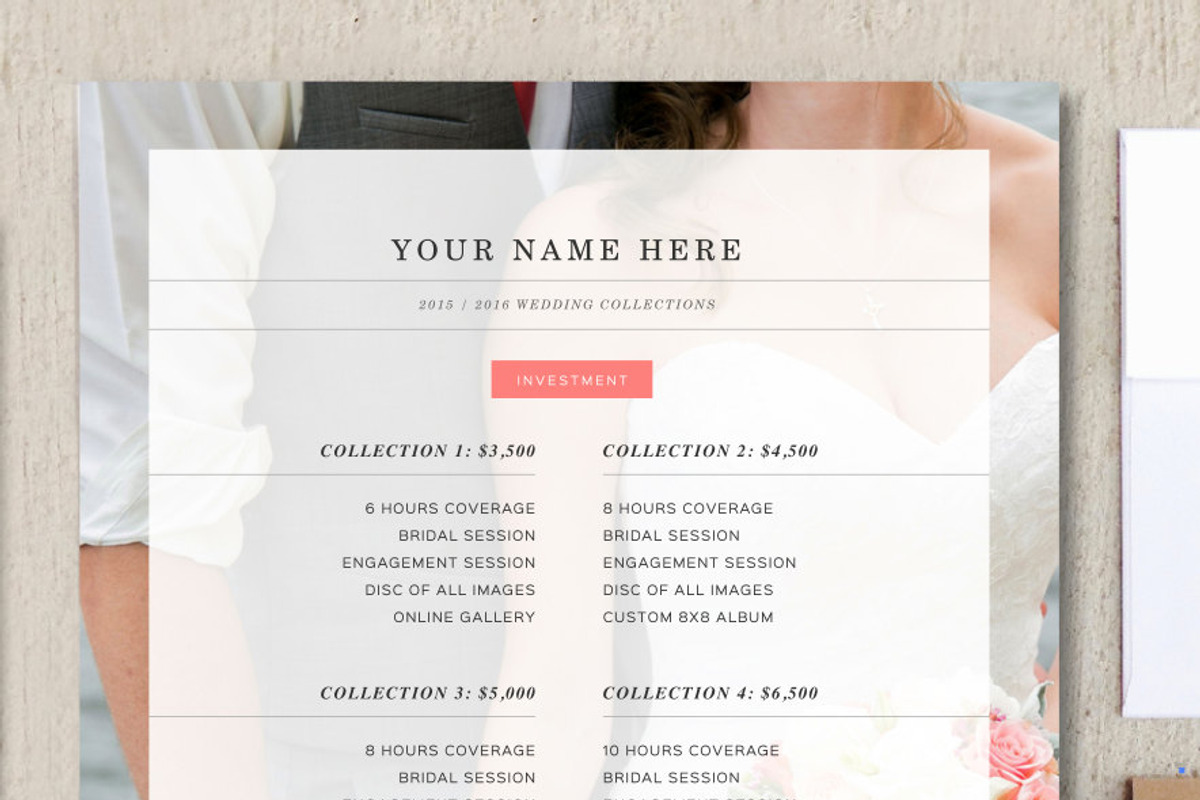 Wedding Photographer Price List, a Flyer Template by roselindoco (Photo 1 of 3)