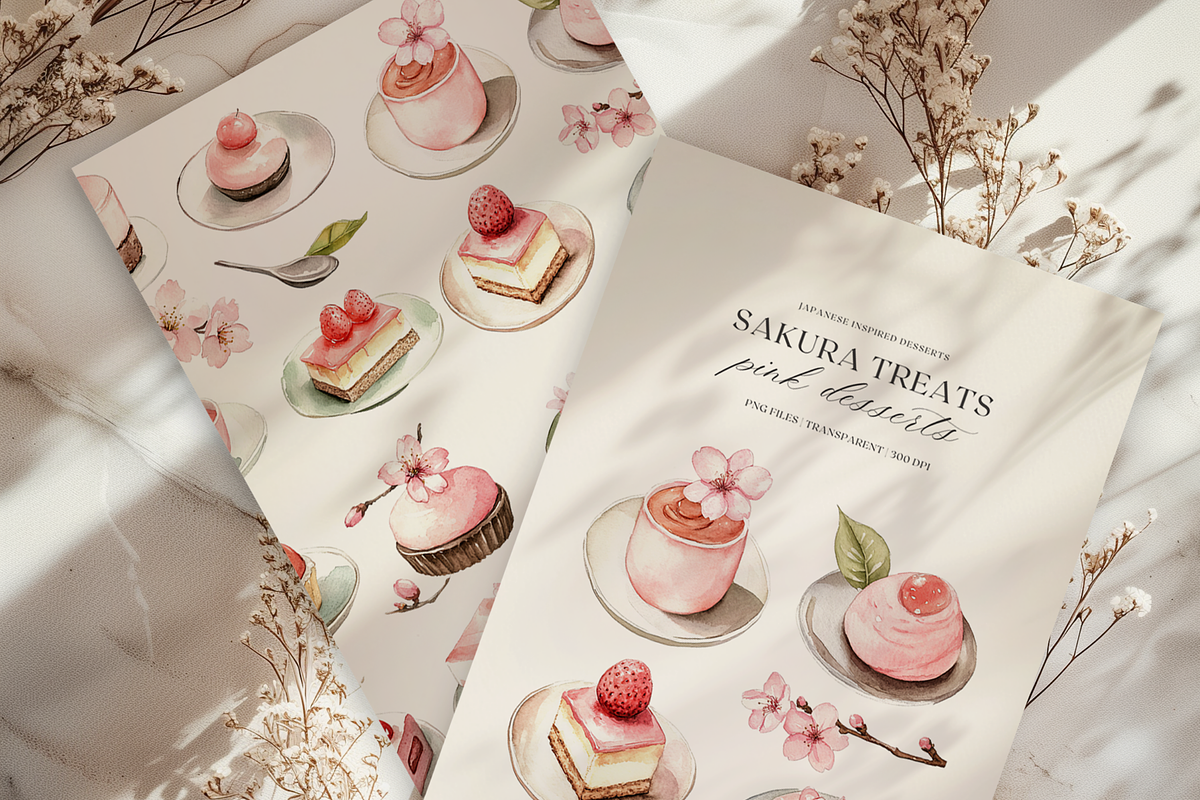 Watercolor Pink Dessert Clipart, a Decorative Illustration by ThaismotaCreativeCo (Photo 2 of 6)