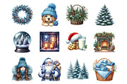 Watercolor Winter Clipart Bundle, an Illustration by SinaCreation (Thumbnail 2 of 7)