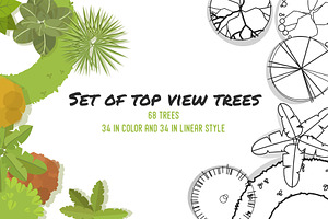 Set of top view trees and bushes