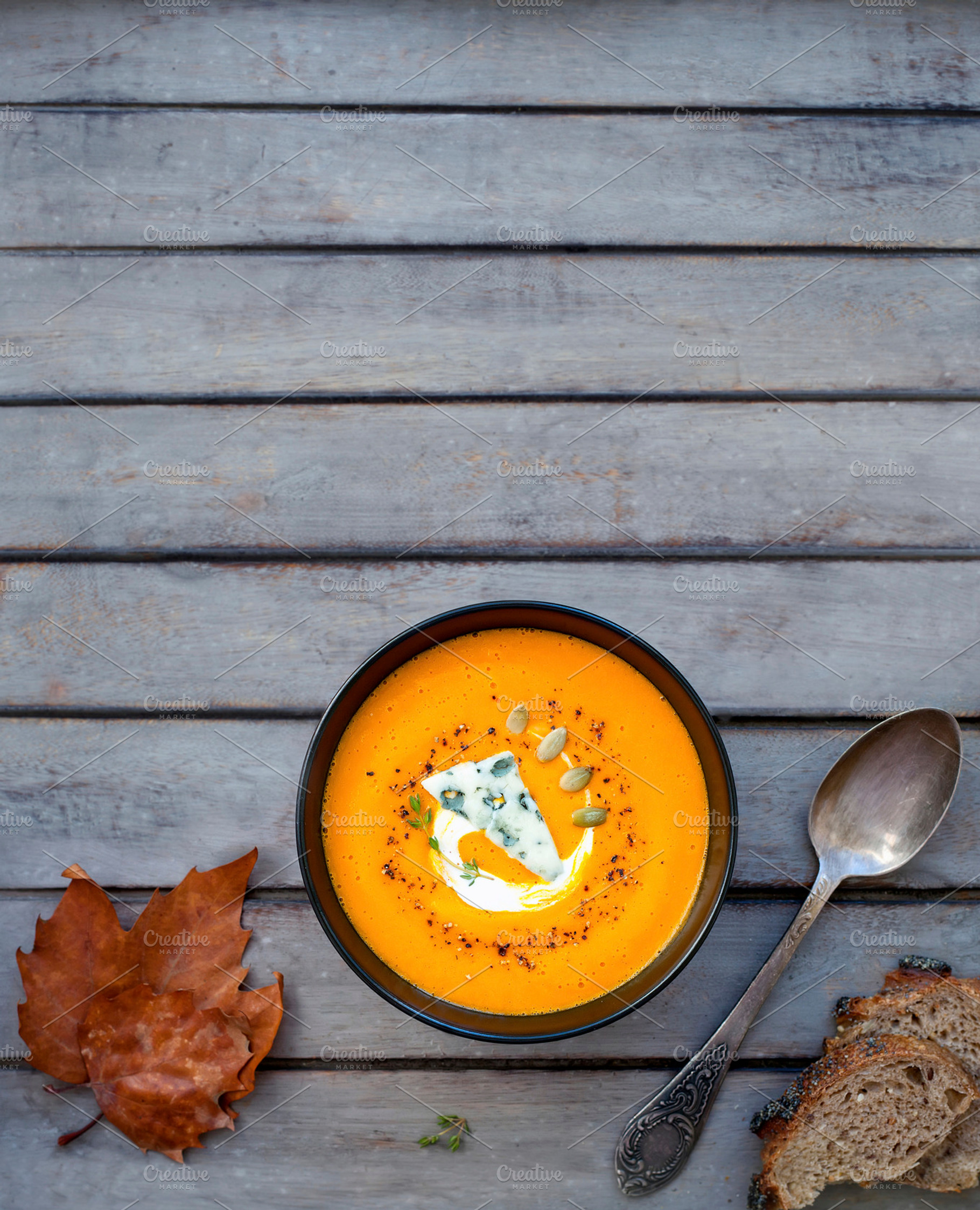 A bowl of pumpkin soup, a Photo by AlinLyre