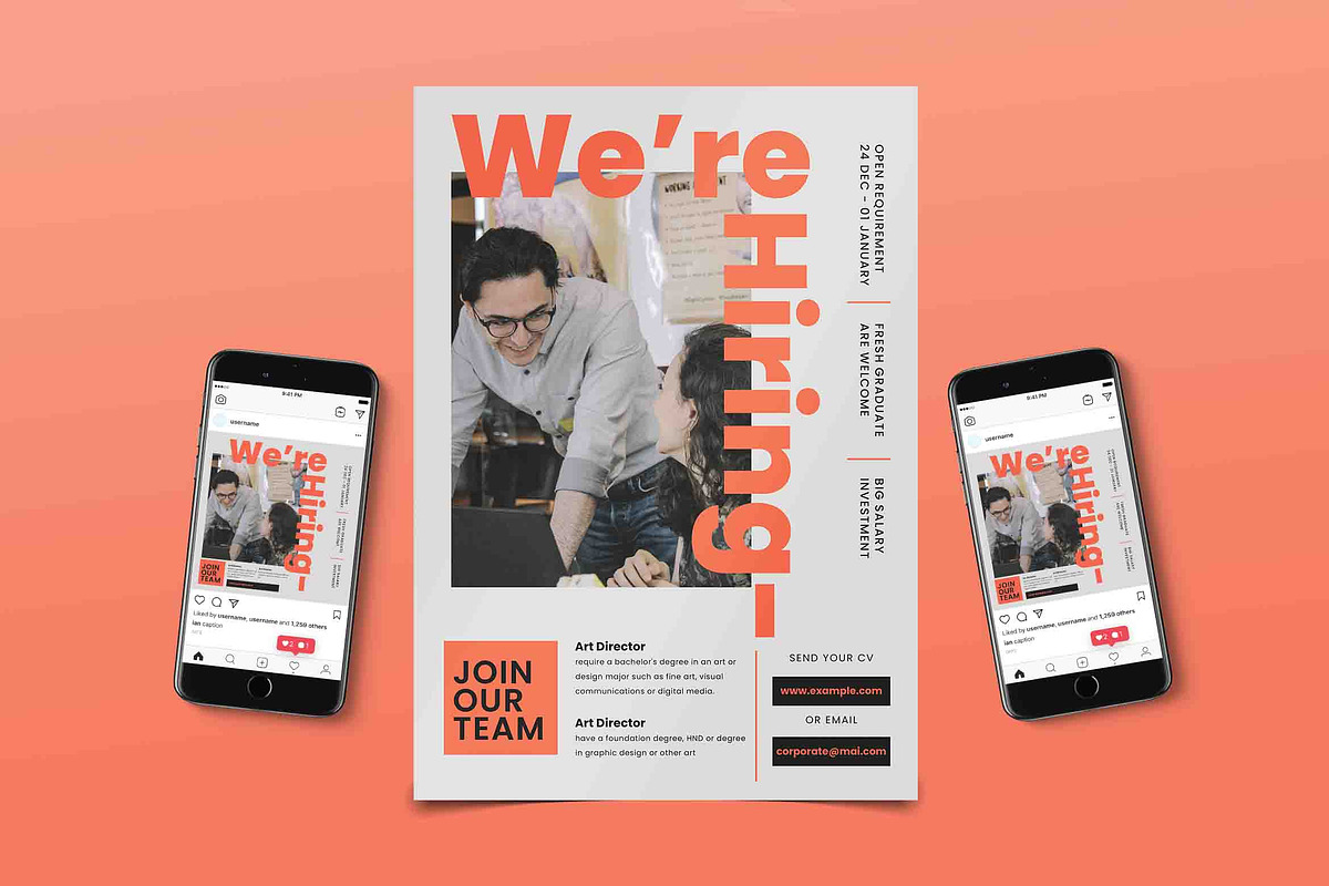 Job Vacancy Instagram Post Flyer, a Flyer Template by Tokosatsu (Photo 1 of 5)