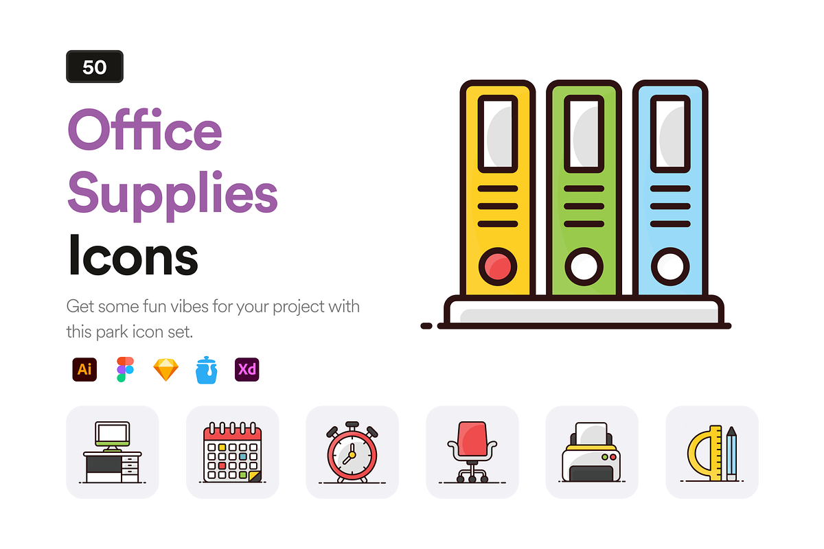 Office Supplies Icons, a Duotone Icon by Brickclay (Photo 1 of 9)