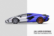 Hybrid Supercar Sport Coupe Set, an Advertising Mockup by Halal Graphic Studio (Thumbnail 5 of 12)