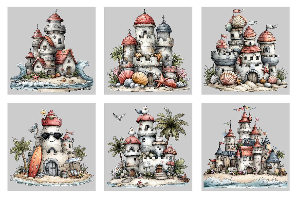 Whimsical Summer Sandcastle Clipart, an Illustration by Black Bird Studio (Photo 5 of 5)