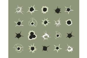 Bullet Holes. Gunshot Dots From