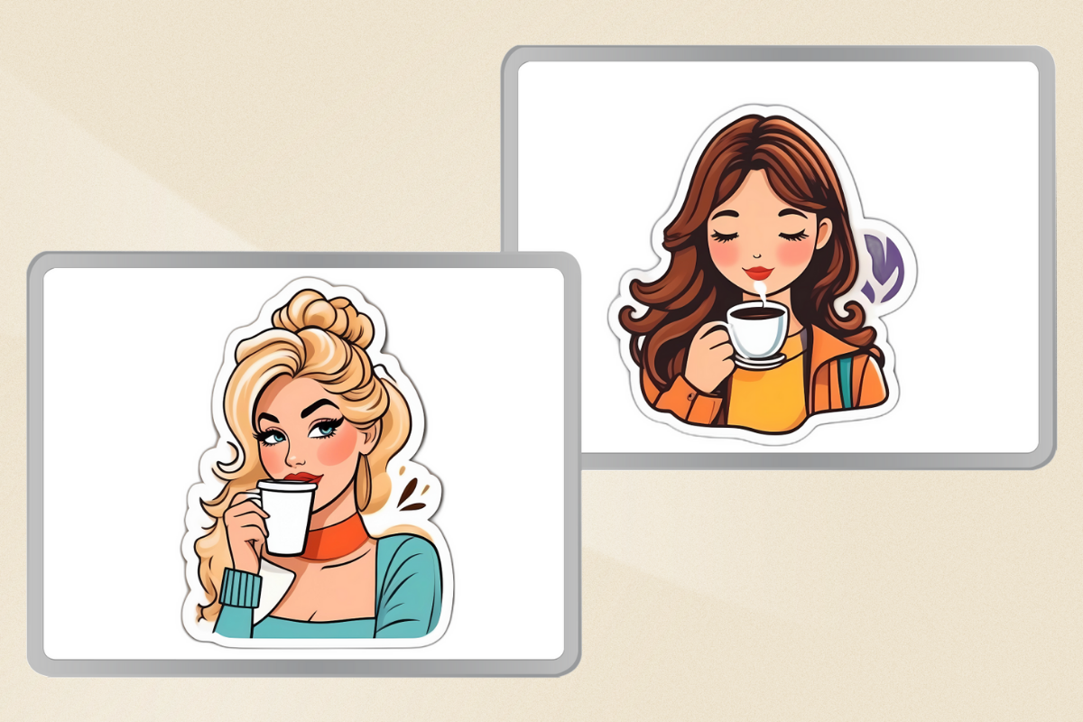 Girl Sipping CoffeeSticker Clipart, a Person Illustration by Stickera Hub (Photo 5 of 8)