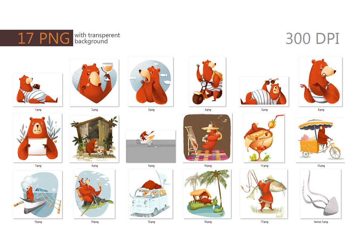 FUNNY BEAR digital illustrations, an Animal Illustration by Izobova (Photo 3 of 3)