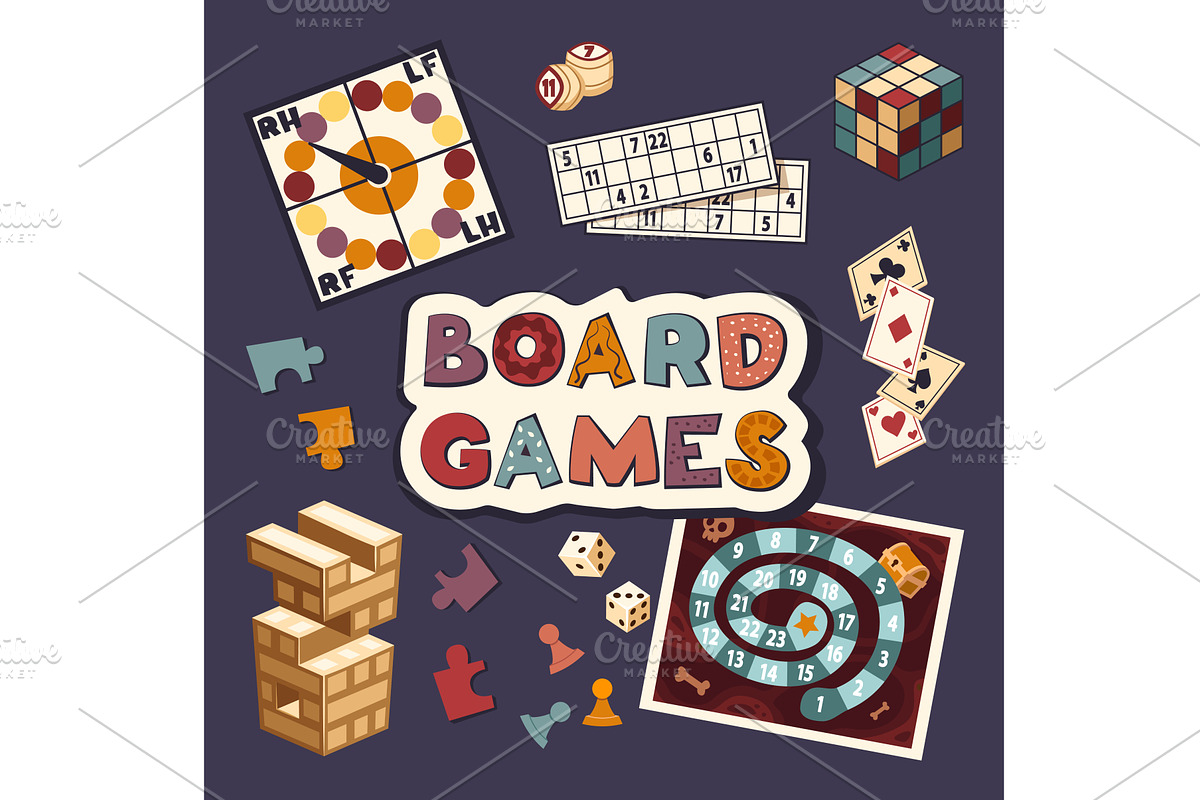 board games set. Domino, Chess and, an Object Illustration by Multigon