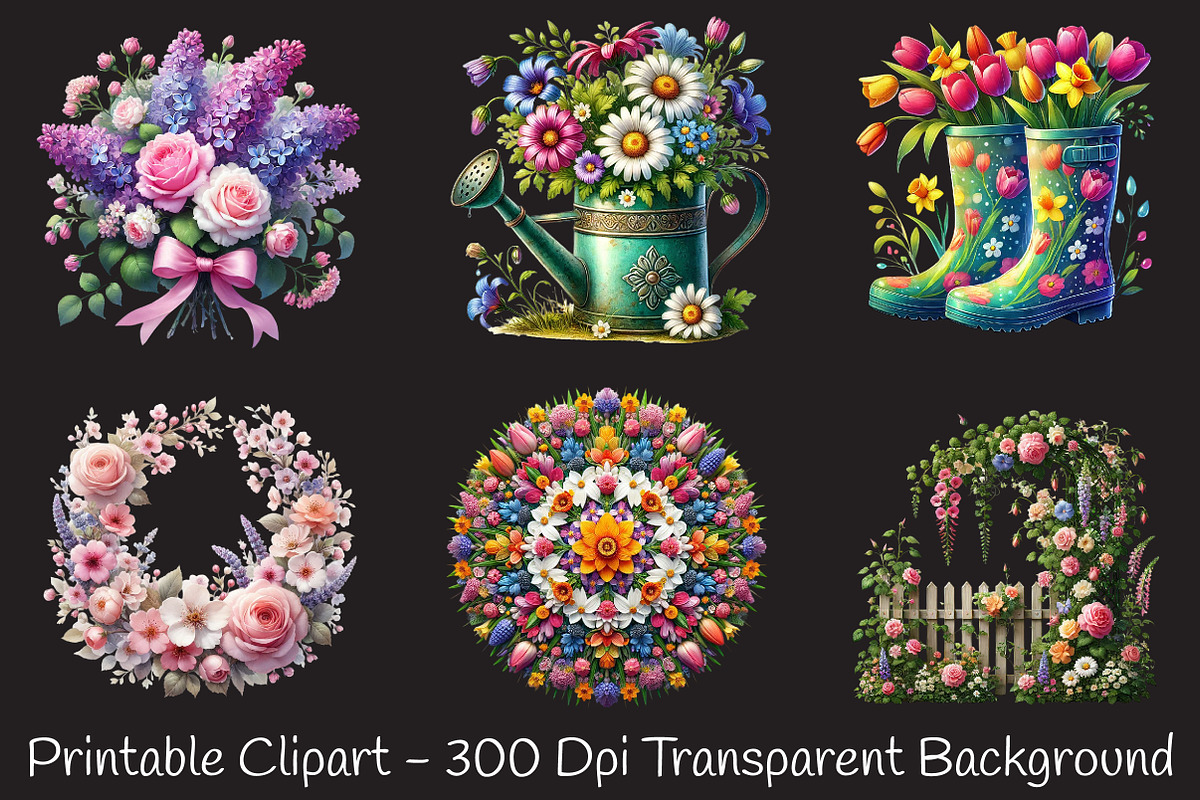Floral Garden Spring Clipart, Spring, an Illustration by RobertsArt (Photo 6 of 7)