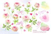 Roses watercolor clipart PNG hearts, an Illustration by Alena Kurian (Thumbnail 2 of 3)