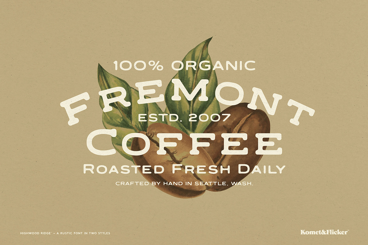 Highwood Ridge - A Rustic Font, a Serif Font by Komet & Flicker (Photo 5 of 15)