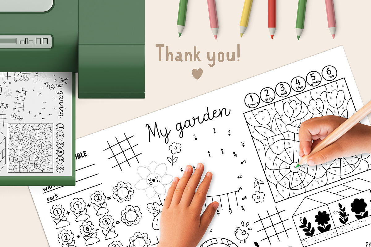 Garden coloring activity placemats, an Education Illustration by Lexi Claus (Photo 6 of 6)