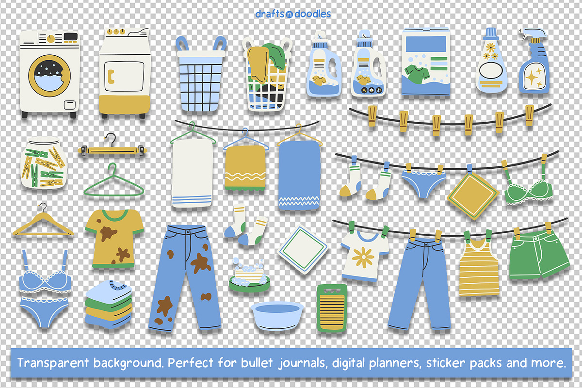 Laundry Day Clipart and Pattern Set, a Pattern Graphic by Drafts n Doodles (Photo 3 of 11)