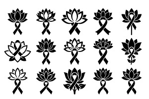 Breast Cancer Ribbon Lotus vector, a Seasonal Illustration by balal
