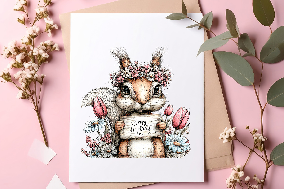 Whimsical woodland mothers day PNG, an Illustration by SinaCreation (Photo 7 of 11)