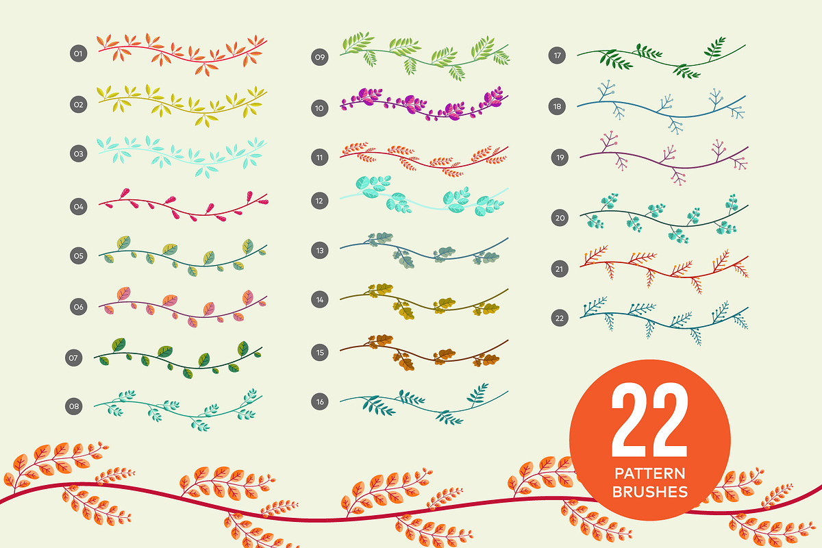 Leaf pattern brushes | illustrator preview 2