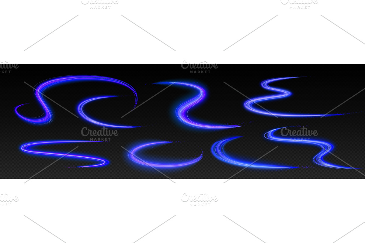 Realistic set of neon blue light, an Illustration by art PVP - market