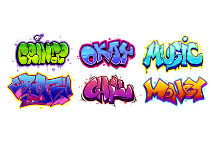 Graffiti text collection in cartoon, an Illustration by art PVP - market
