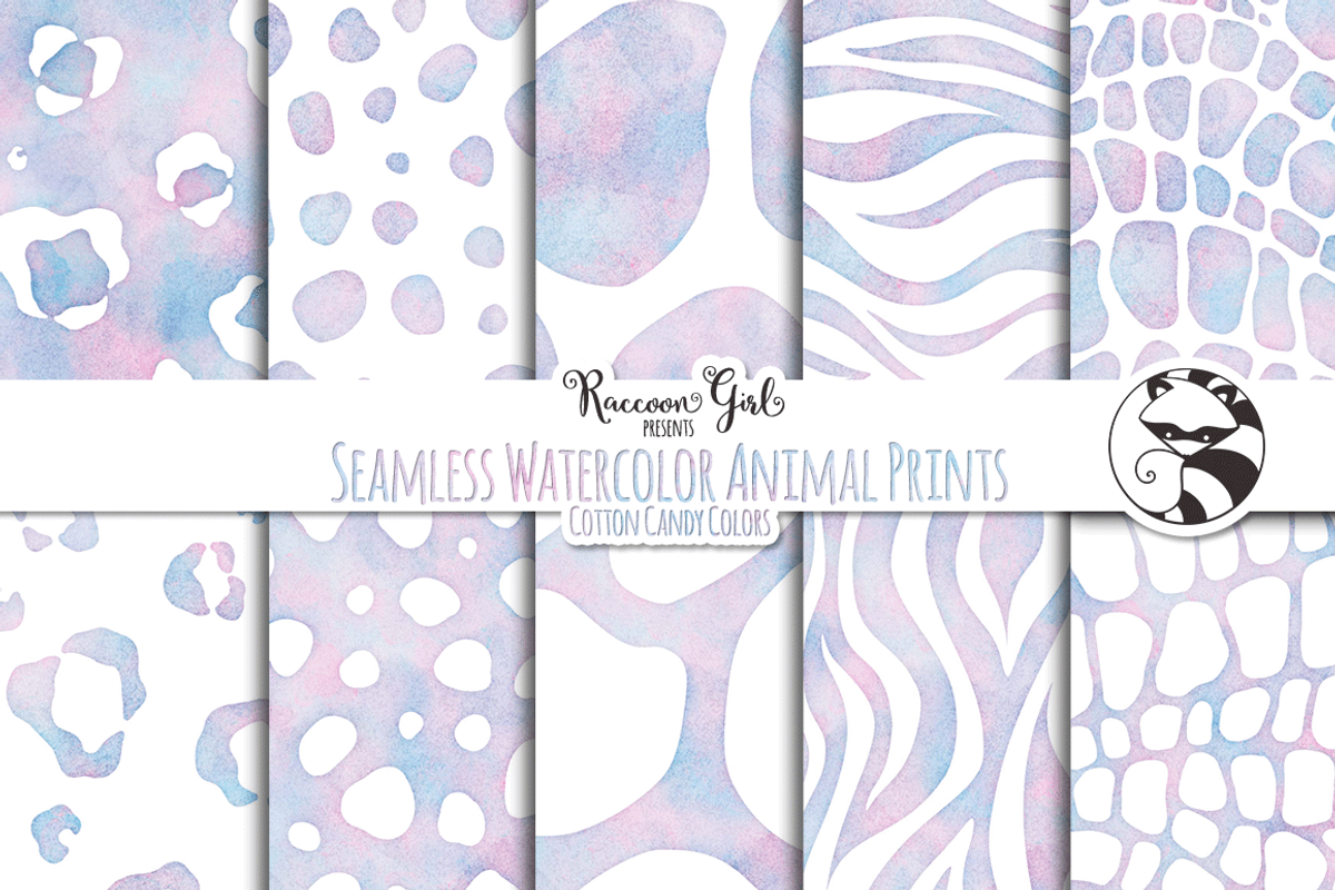 Seamless Watercolor Animal Prints cc, a Pattern Graphic by RaccoonGirl Design
