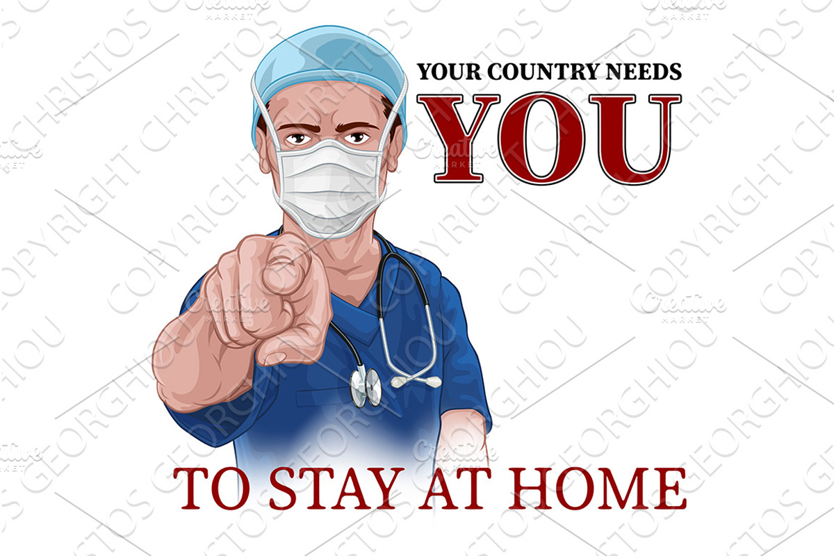 Nurse Doctor Pointing Your Country, a Healthcare Illustration by Christos Georghiou