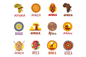 Africa icons, African travel, an Illustration by Vector Tradition