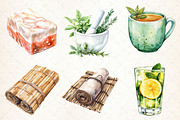 Watercolor Spa Clipart Set PNG, an Illustration by Libby Wishes (Thumbnail 2 of 7)