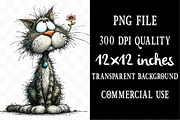 Valentine Cat Holding Flower Clipart, an Illustration by Designking (Thumbnail 4 of 5)