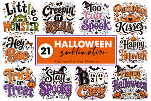 Halloween Quotes PNG Bundle, a Seasonal Illustration by CreationArt