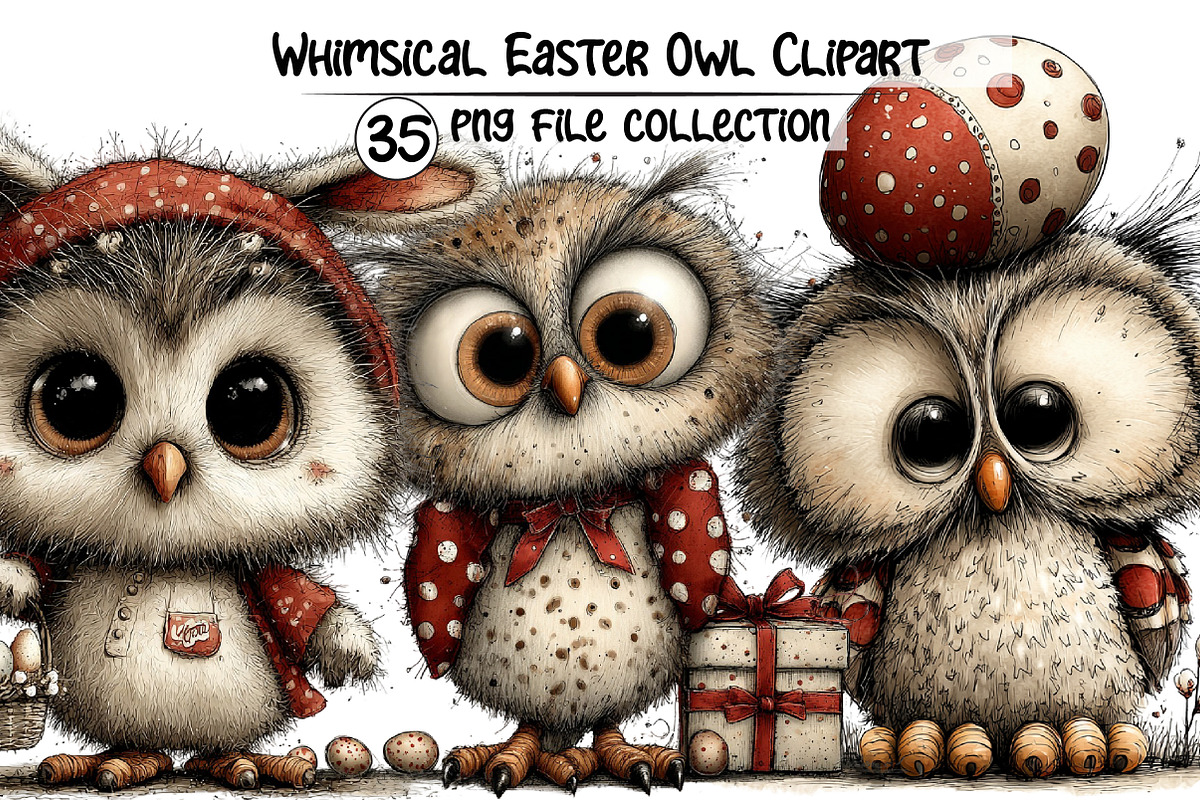 Whimsical Easter Owl Clipart, an Illustration by Dream Creation (Photo 1 of 6)