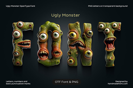 Ugly Monster Font, a Sans Serif Font by Handmadefont