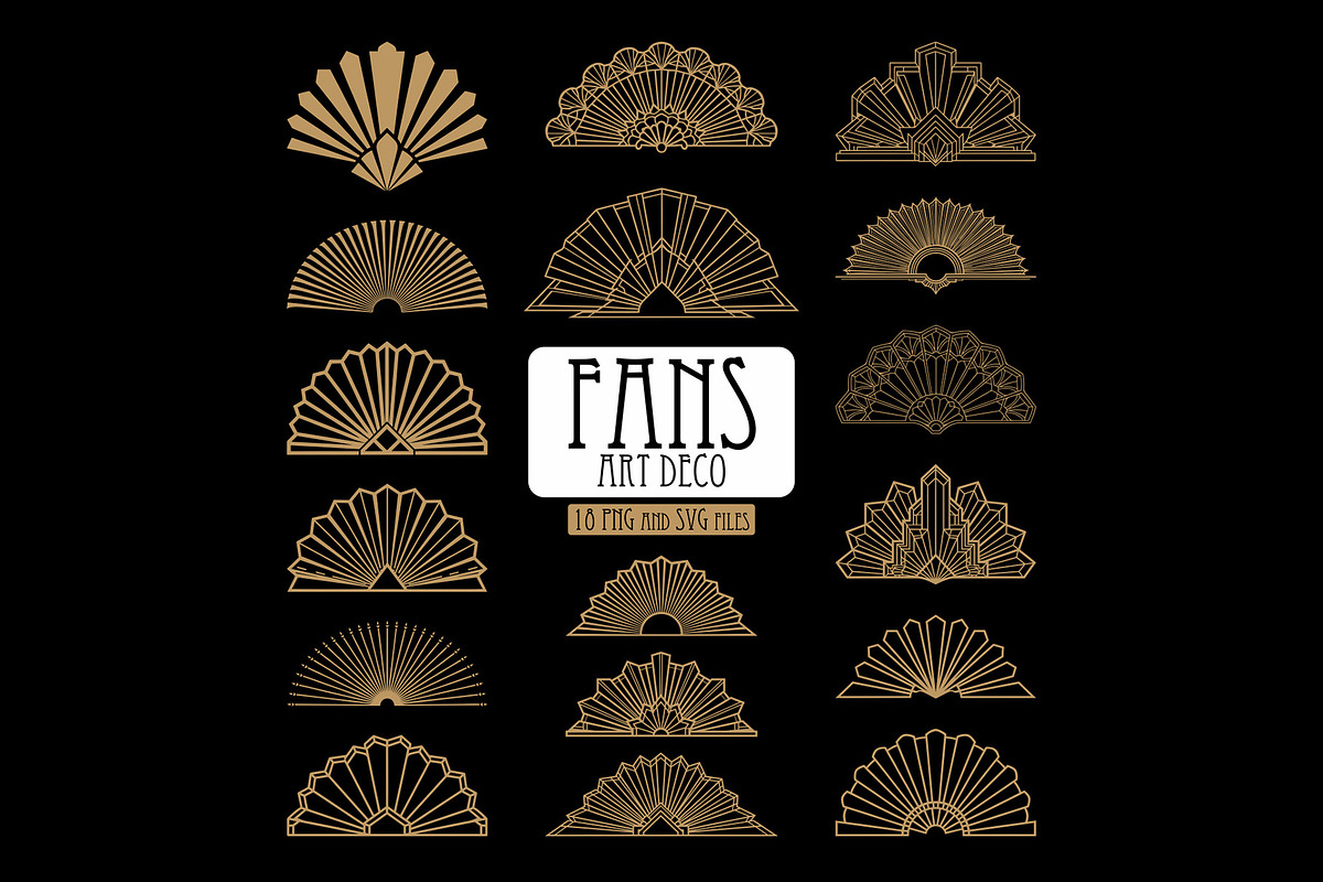 Art Deco 18 Fans, a Decorative Illustration by Stanislav Kharchevskyi (Photo 1 of 3)