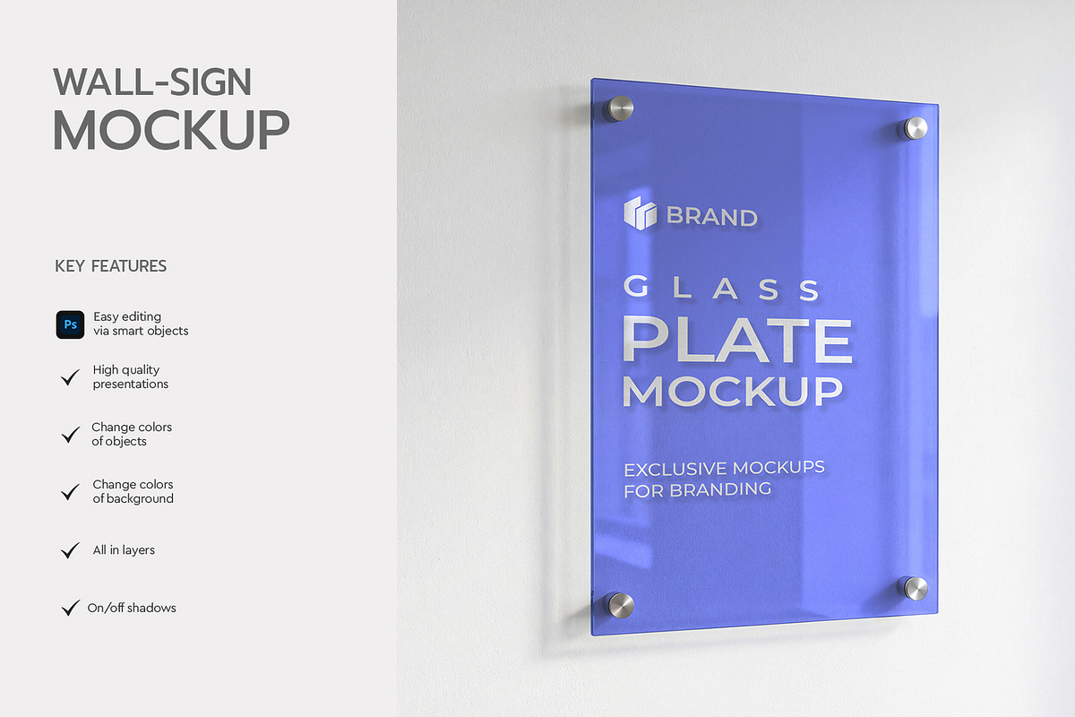 Glass Plaque Wall Sign Mockup, an Advertising Mockup by graphypix (Photo 2 of 4)