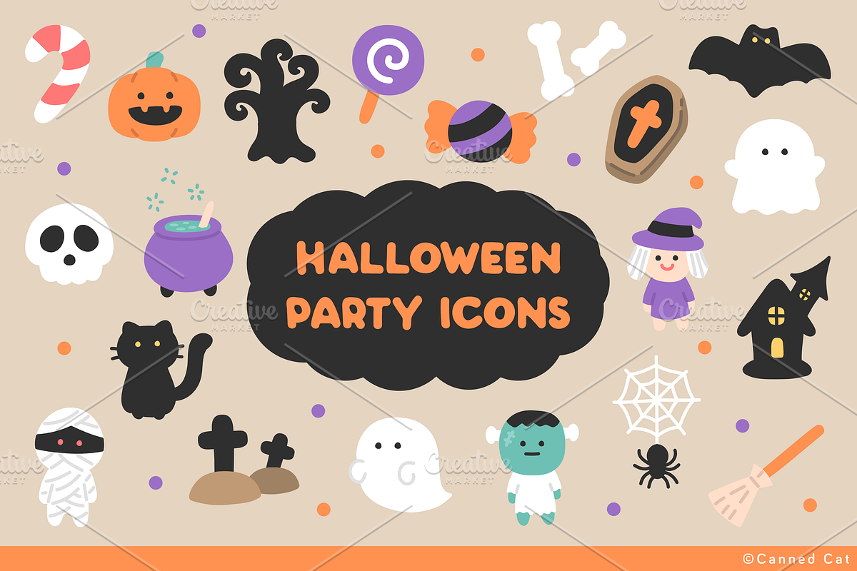 Halloween Party Icons, an Outline Icon by Canned Cat (Photo 2 of 7)