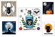 Halloween Postage Stamp Sublimation, an Illustration by DreamArtGraphic (Thumbnail 4 of 5)