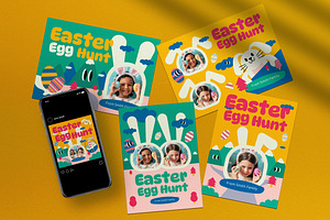 Yellow Easter Egg Hunt Photobooth, a Card Template by graphicook