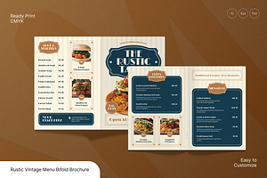 Rustic Vintage Menu Bifold Brochure, a Flyer Template by Annora Studio