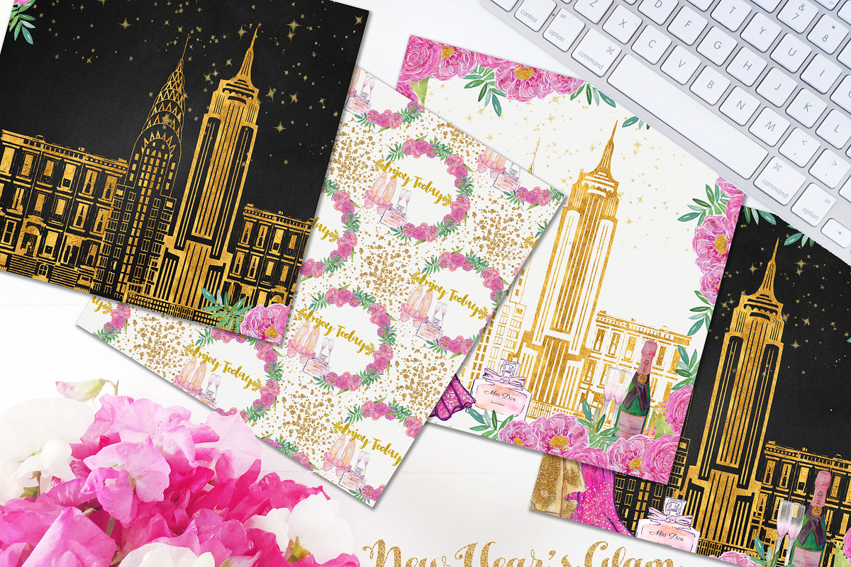 New Year's Glam Digital Paper, a Pattern Graphic by My Creative Atelier (Photo 4 of 4)